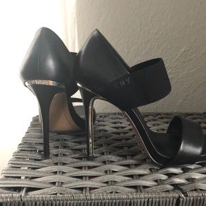 DKNY black with gold sexy stilettos
